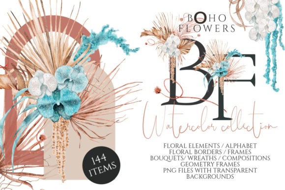 Download Boho Flowers Watercolor Collection - Boho flowers Collection