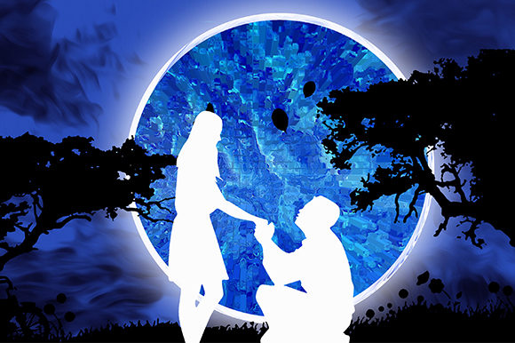 Download Valentines Day Couples Full Moon Love - Valentine Collection