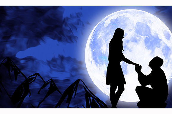 Download Valentines Day Couples Love Night Moon - Valentine Collection