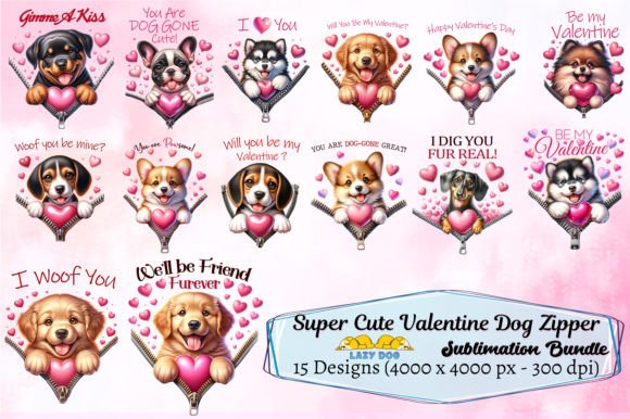 Download Super Cute Valentine Dog Zipper Bundle - Valentine Collection