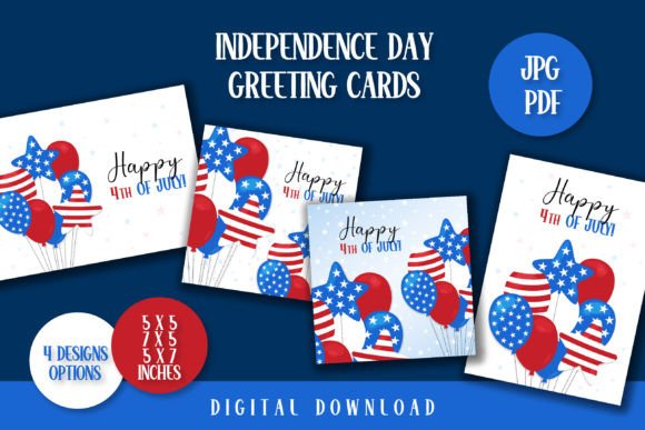 Download 4th of July Greeting Cards | USA Design - July Collection