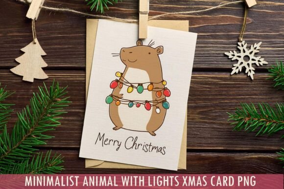 Download Minimalist Capybara Xmas Card PNG - Premium Bundle