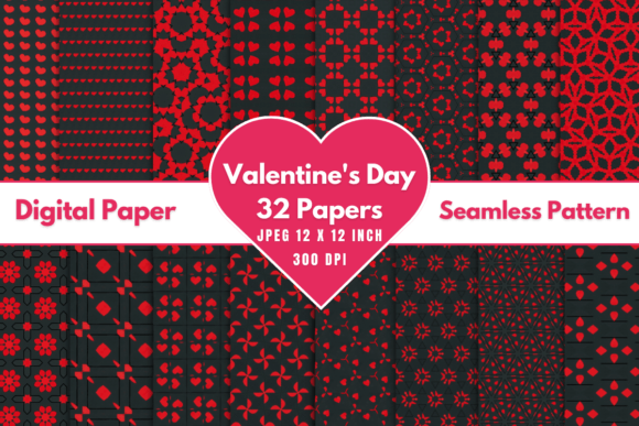 Download Valentine's Day Digital Paper Patterns - Valentine Collection