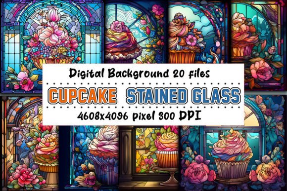 Download Stained Glass Cupcake Background Bundle - Cupcake background Collection