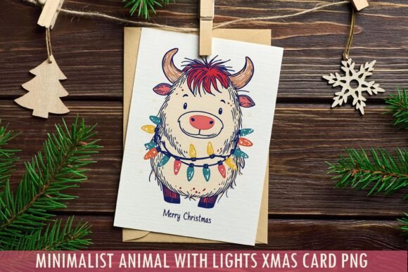Download Minimalist Highland Cow Xmas Card PNG - Premium Resources