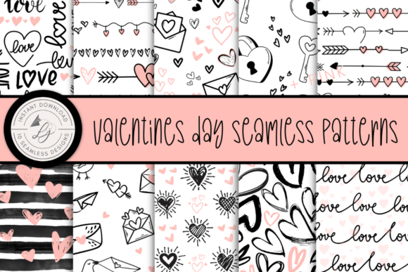 Download Black and Pink Valentines Day Patterns - Valentine Collection