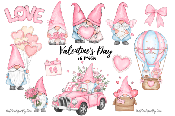 Download Valentine Gnome Clipart Bundle - Valentine Collection