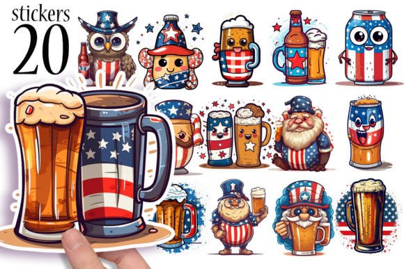 Download 4th of July Beer Printable Sticker Sheet - July Collection