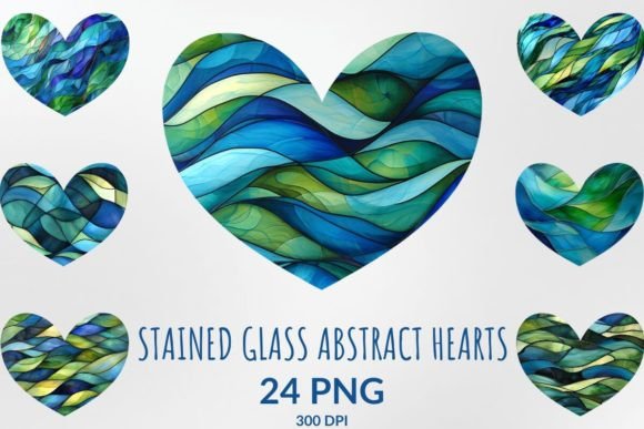 Download Stained Glass Abstract Hearts Valentines - Valentine Collection