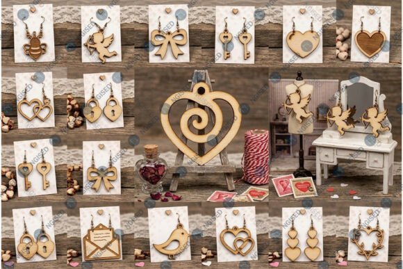 Download Cute Valentine Earrings SVG Bundle - Valentine Collection