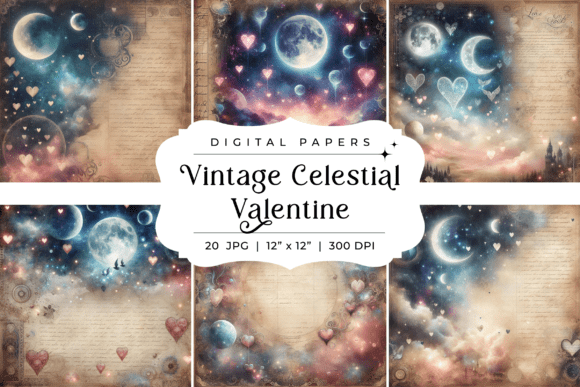 Download Vintage Celestial Valentine Backgrounds - Valentine Collection