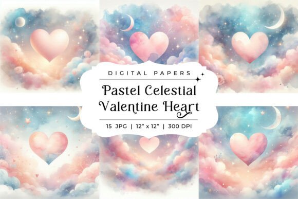 Download Pastel Celestial Valentine Heart Paper - Valentine Collection