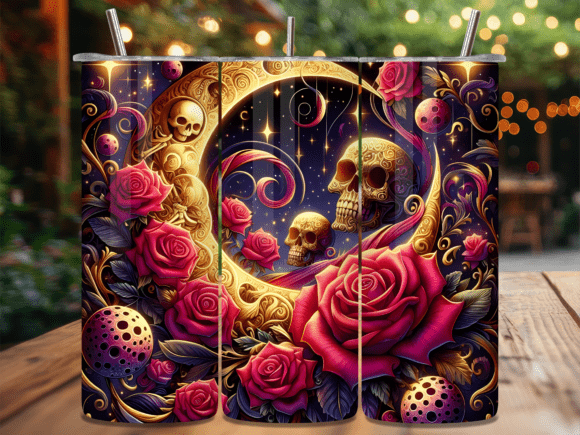 Download Valentines Day Skull Moon Rose Tumbler - Valentine Collection