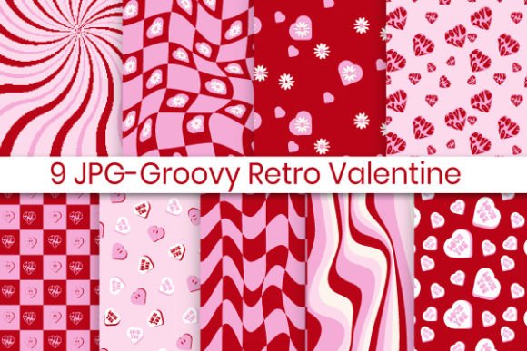 Download Retro Groovy Valentines Day Digitalpape - Valentine Collection