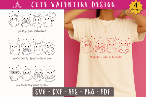 Download Cute Valentine Ghost SVG Love Print - Valentine Collection