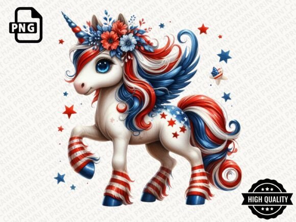 Download 4th of July Baby Unicorn Clipart PNG - July Collection