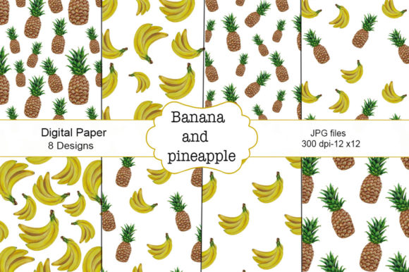 Download Watercolor Banana and Pineapple Pattern 6 - Pineapple pattern Collection