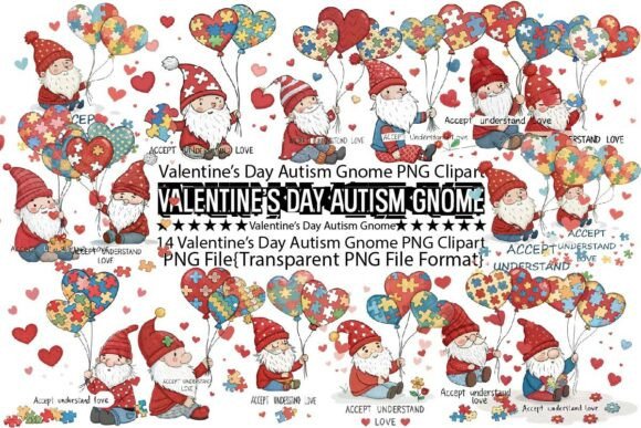 Download Valentine’s Day Autism Gnome PNG Bundle - Valentine Collection