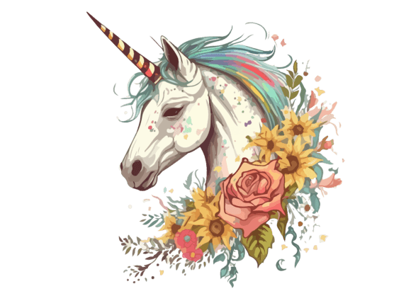 Download Watercolor Floral Unicorn Vector Clipart - Premium Resources
