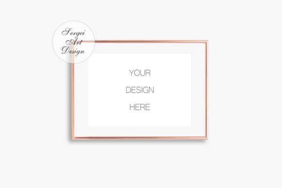 Download A4 Horizontal Thin Gold Frame Mockup,PSD - Thin gold frame Collection