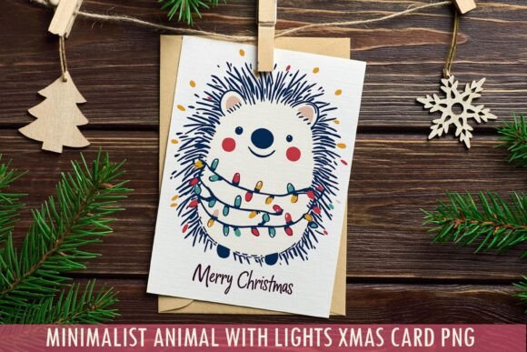 Download Minimalist Hedgehog Xmas Card PNG - Premium Resources