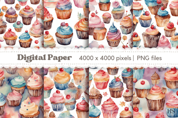 Download 8 Watercolor Vintage Cupcake Background - Cupcake background Collection