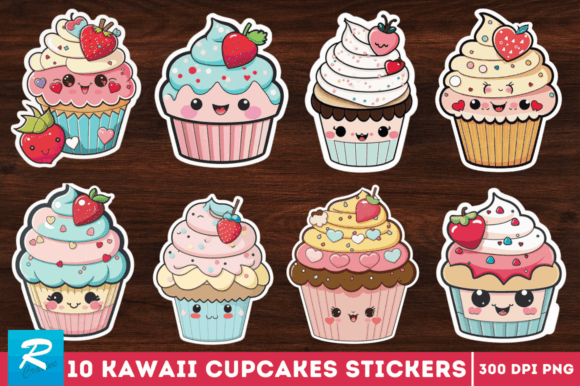Download Kawaii Cupcakes Valentine Stickers Png - Valentine Collection