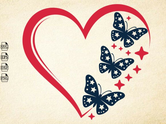 Download USA Butterfly Heart SVG, 4th of July Svg - July Collection