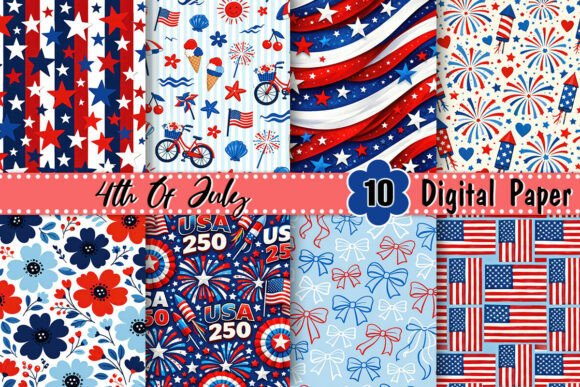 Download USA 250 4th of July Digital Paper - July Collection