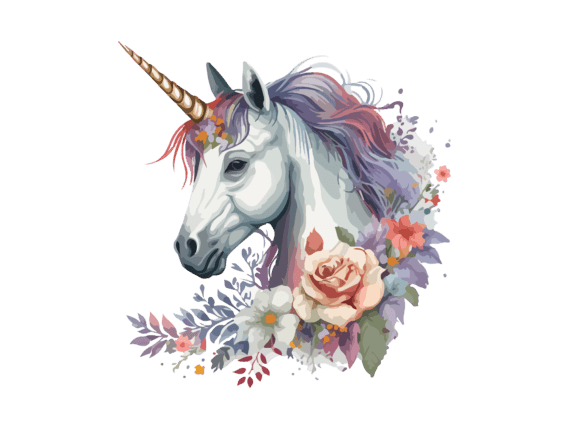 Download Watercolor Floral Unicorn Vector Clipart - Premium Resources