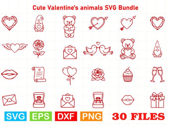 Download Cute Valentine's Animals SVG Bundle - Valentine Collection